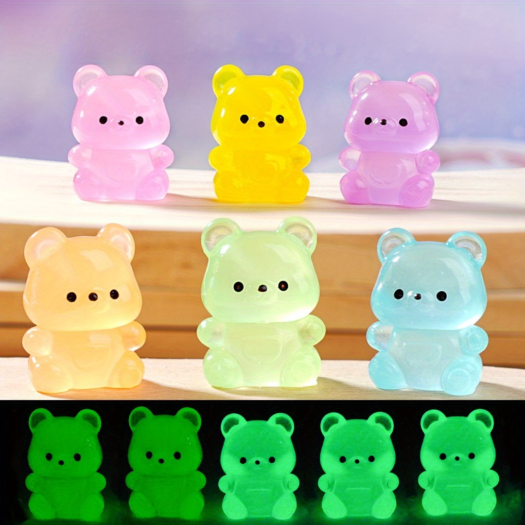 TEMU 6pcs, Cute Cartoon Luminous Additions Micro-landscape Desktop Ornament, Suitable For Christmas, Easter, Valentine's Day And Other Holiday