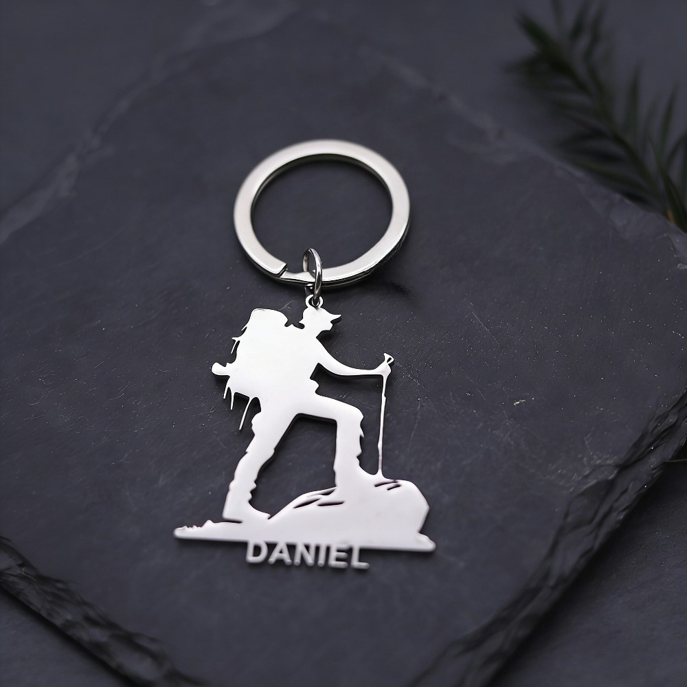 TEMU 1pc Custom Mountain Keychain Without Chain, Customized Name Sports & Fitness Key Ring, Mountaineering Nameplate Keychain, Birthday Gift For Rock