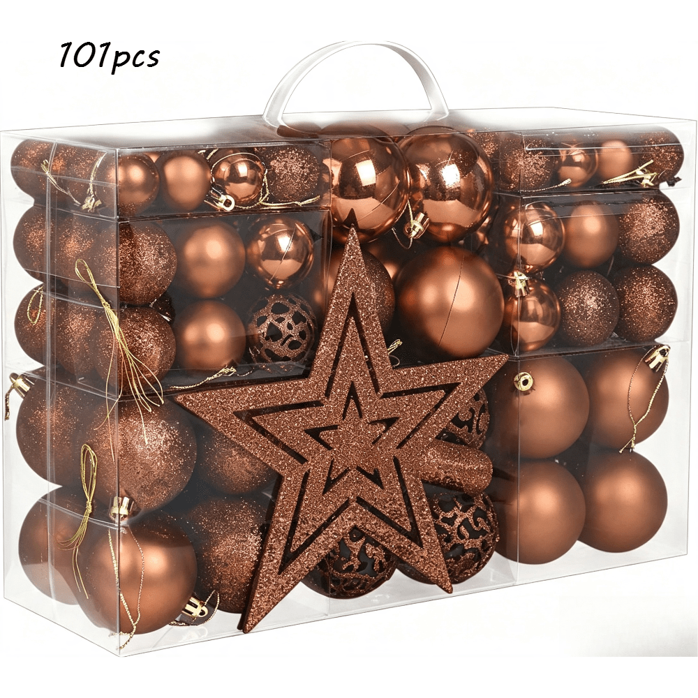 TEMU 101pcs Christmas Ball Ornaments For Tree, Plastic Holiday Ball Set In Assorted Sizes And , Christmas Tree Decorations For Home, Office, Party,