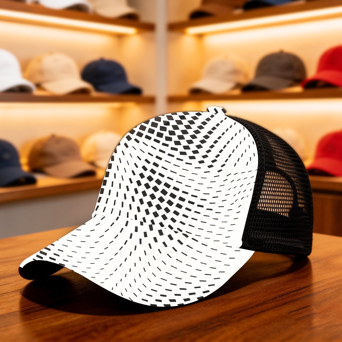 TEMU 1pc Abstract Geometric Pattern Classic Baseball Cap Mesh Cap Funky Style Hat Comfortable Breathable With And Lightweight For Streetwear Sports
