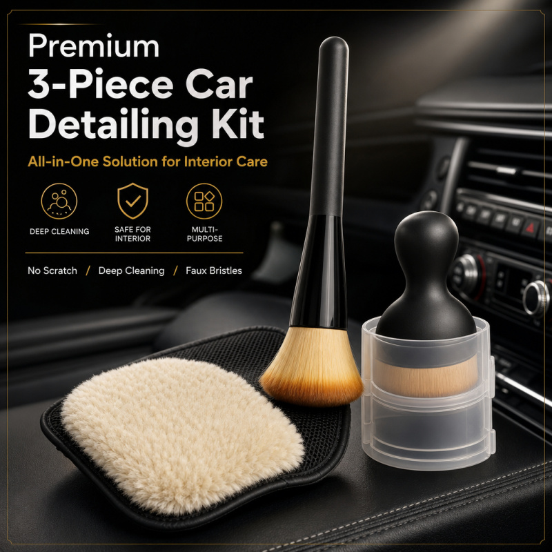 Premium 3pcs Car Cleaning Kit(Short Handle+ Long Handle Soft Car Brush+ Car Cleaning Gloves)- The Soft Brush and Gloves Are Perfect for Effective Interior Cleaning, Dust Removal, and Reaching Tight Areas, Making Them Essential Tools for Perfec