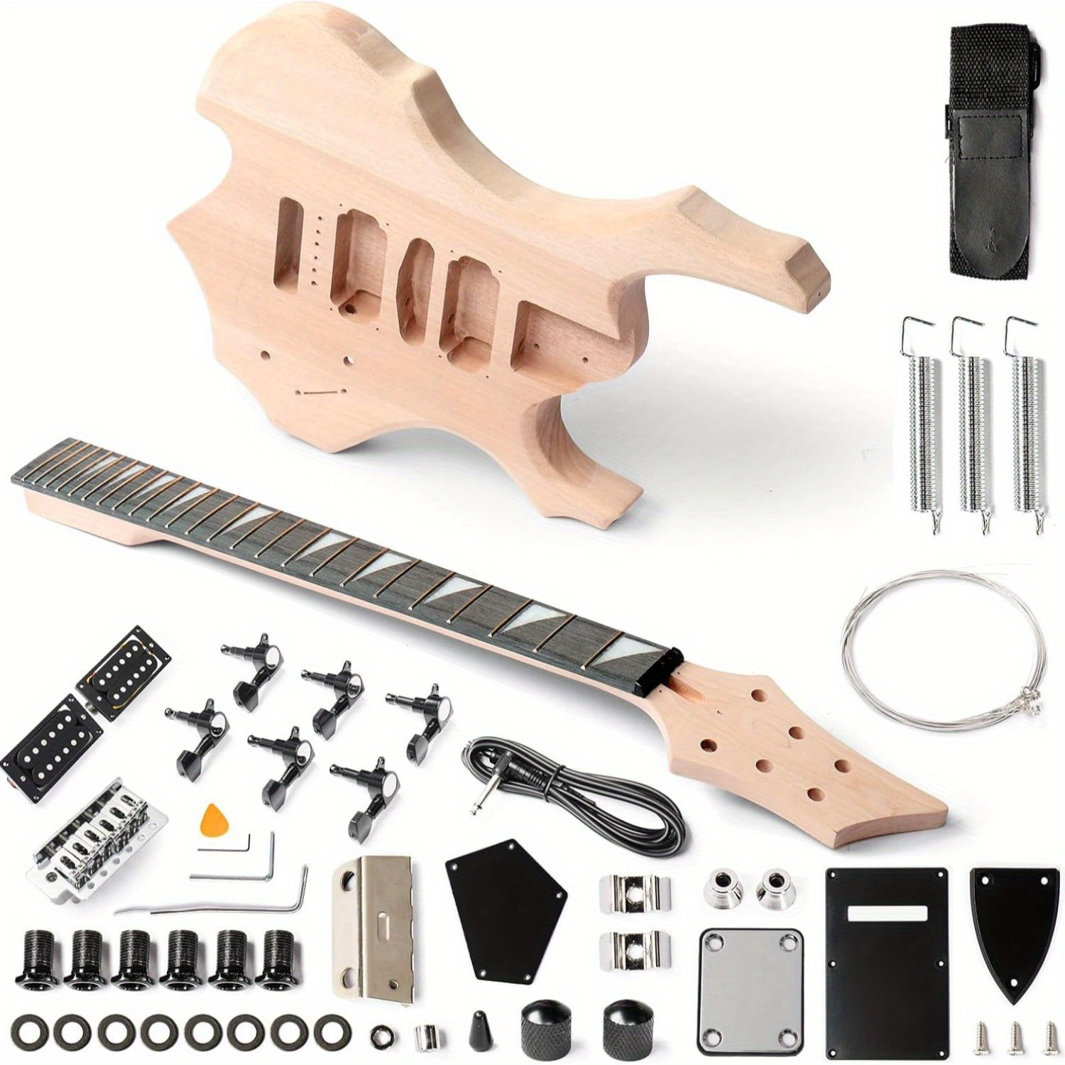 TEMU Glarry Diy Electric Guitar Kit, 6 Strings Guitar Kit With Wood Body Maple Neck For Beginner, All Components Included Build Your Own Guitar