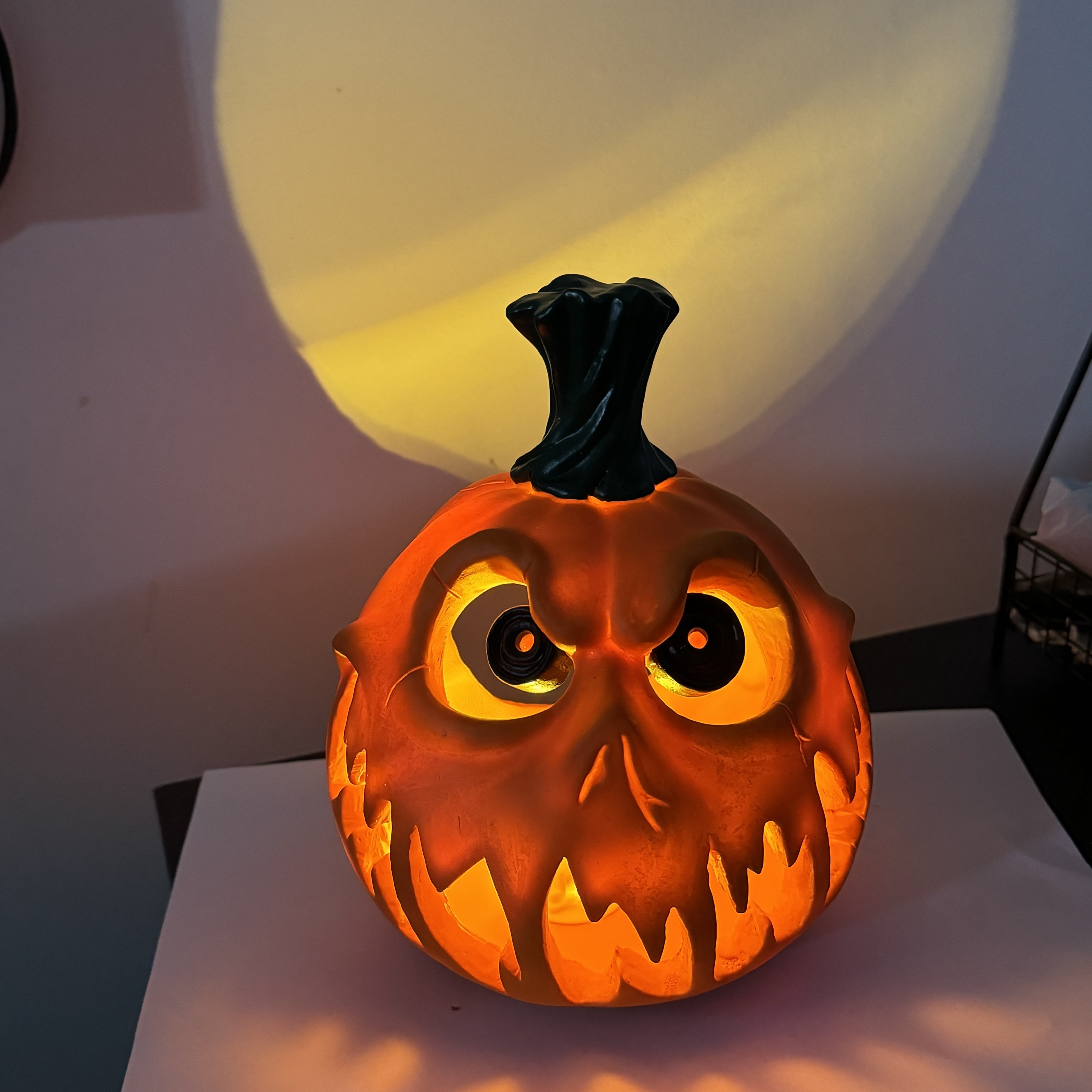 giant halloween pumpkin resin decoration spooky skull with glowing eyes sharp teeth   for indoor outdoor festive decor   halloween   and memorial day halloween decorations halloween decorations halloween decor Product details 1