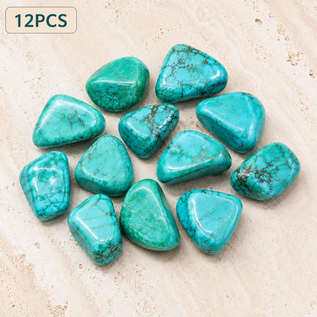 TEMU 4/8/12pcs Natural Turquoise Tumbled Stones - Polished Gemstones Suitable For Home Decor, Diy Crafts, Jewelry Making, Aquarium Display, Vase