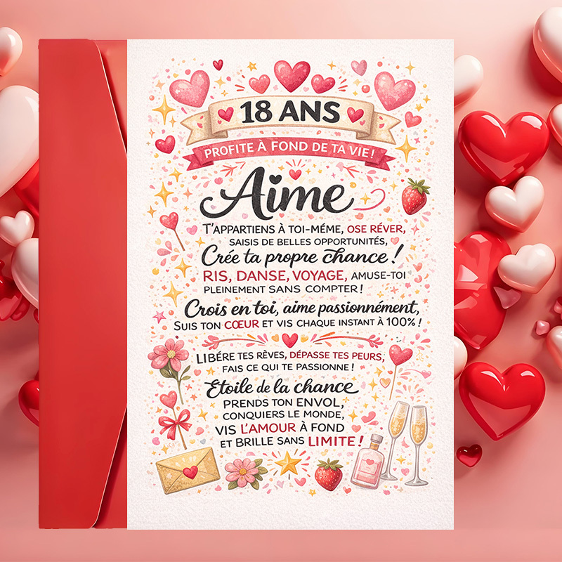 TEMU Carte d'anniversaire 18 ans et 1 enveloppe | Parfait pour et , célébrez les étapes importantes avec des messages de motivation et un design ,