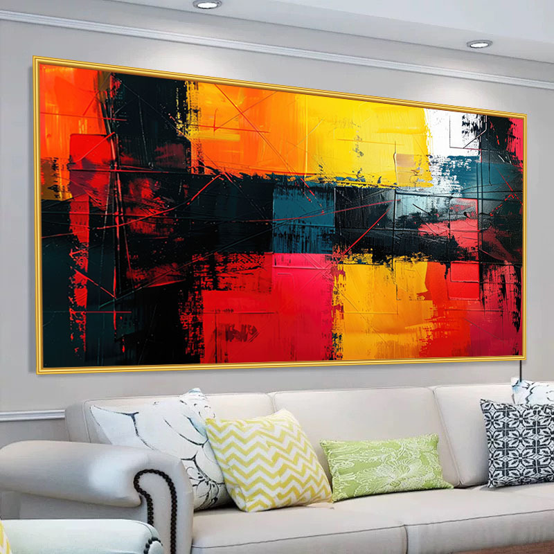 2d flat 2d flat 1pc unframed large canvas artwork measuring 27 5 by 55 1 inches or 70 by 140 centimeters featuring modern art with colorful geometric dynamic lines suitable for living rooms and office  