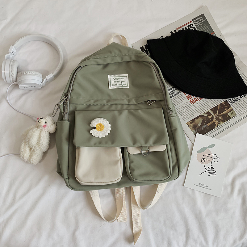 Image of Korean Harajuku School Backpack - Junior High Bookbag With Adjustable Straps, Korean Fashion, Fabric For () | For School, For Korean Style Outfits