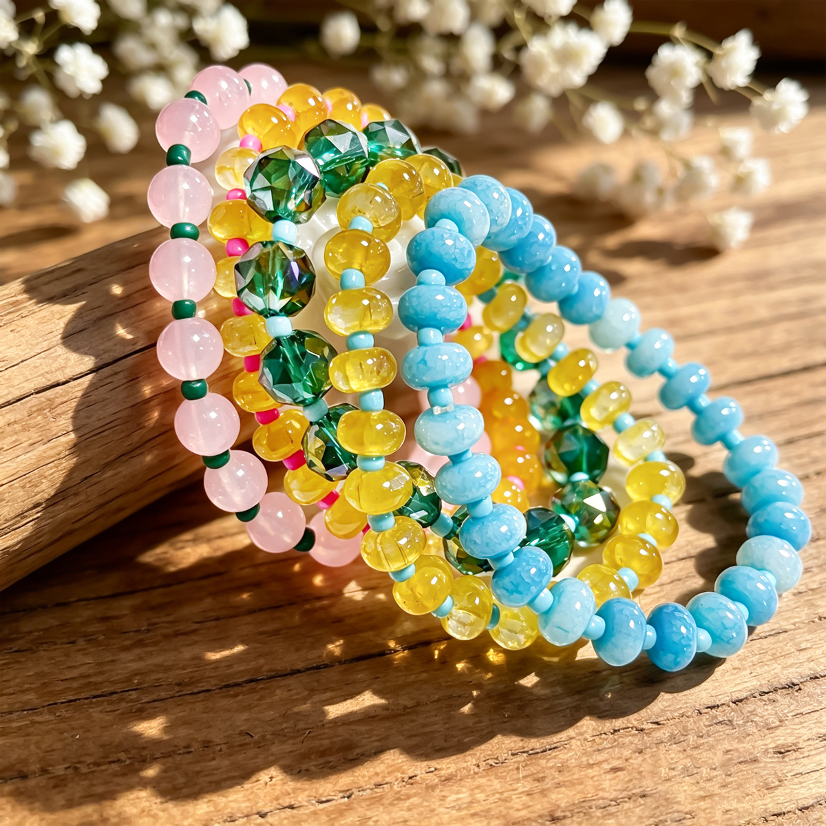 5pcs Bohemian Multicolor Macaron Bead Bracelet Set