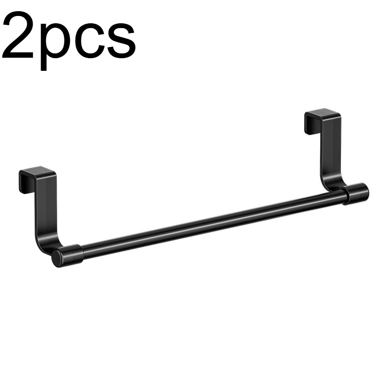 TEMU 2pcs/sturdy, Modern Wall Mounted Kitchen Cabinet Towel Rack - Space Saving Household And Bathroom Towel Rack, Black, No Drilling Installation