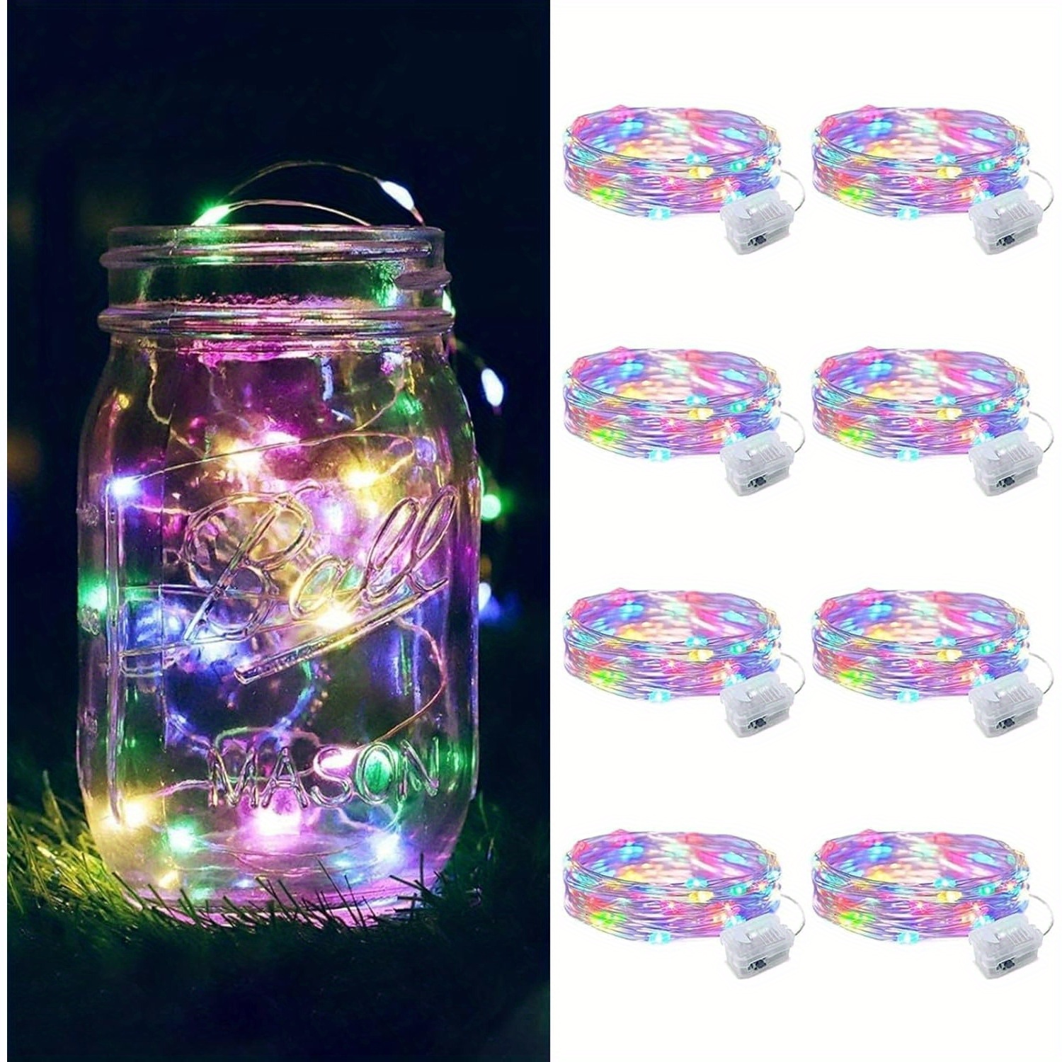 TEMU Fairy Lights Battery Operated, 7ft 20 Mini Led Fairy String Lights Silver Wire 3 For Diy, Parties, Wedding, Bedroom, Halloween Christmas Decoration, Indoor String Lights(8/12/24pack)