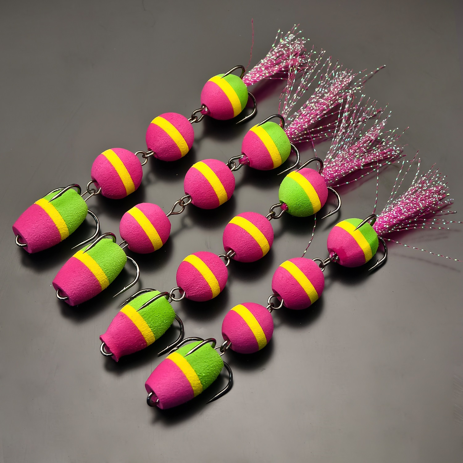 Set Of 4 Catfish Float Rigs, Featuring Line Floats Designed For Rigs, Including Eva Foam Peg Floats And Bobbers Equipped With Double Hooks For Baiting