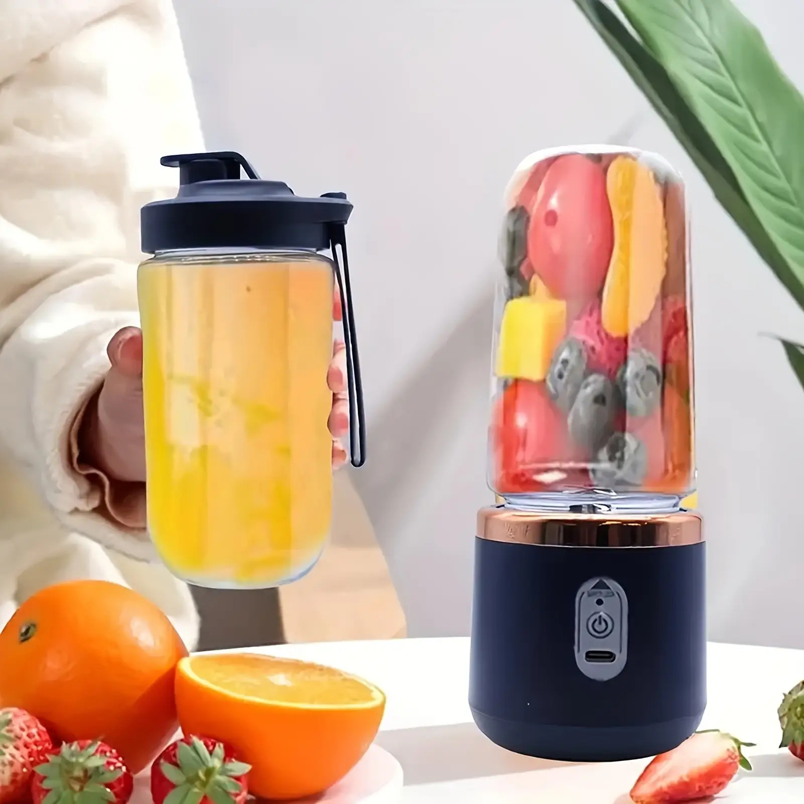 Licuadora y exprimidor portátil 2 en 1 con 6 cuchillas, carga USB y diseño de doble vaso - Perfecto para hacer batidos, milkshakes y bebidas frías, lo que lo convierte en un regalo ideal para el Día de San Valentín, Acción de Gracias, Halloween, Navidad y el Día de los Padres. - Imagen 9