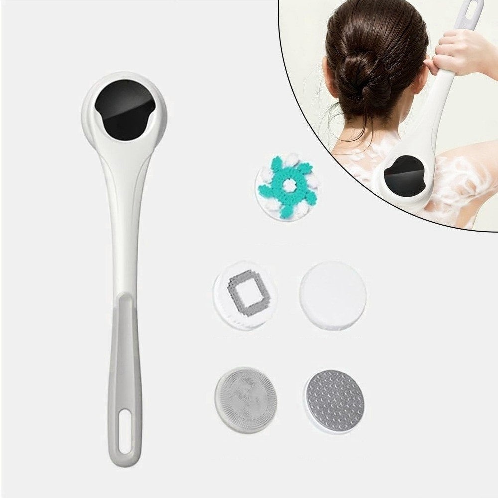Image of Body Brush, Back Scrubber For Shower, Bath Brush With Long Handle, 5 Replaceable Heads, For Skincare, Spa And Bath