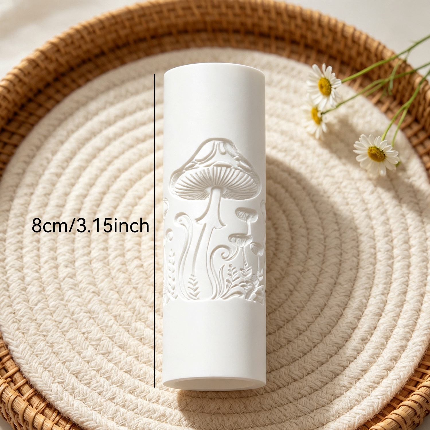 TEMU Polymer Clay Embossing Texture Roller Mushroom And Fern Pattern, Making Coasters, Clay Earrings, Wedding Favors, Pottery Beginners, , Suitable