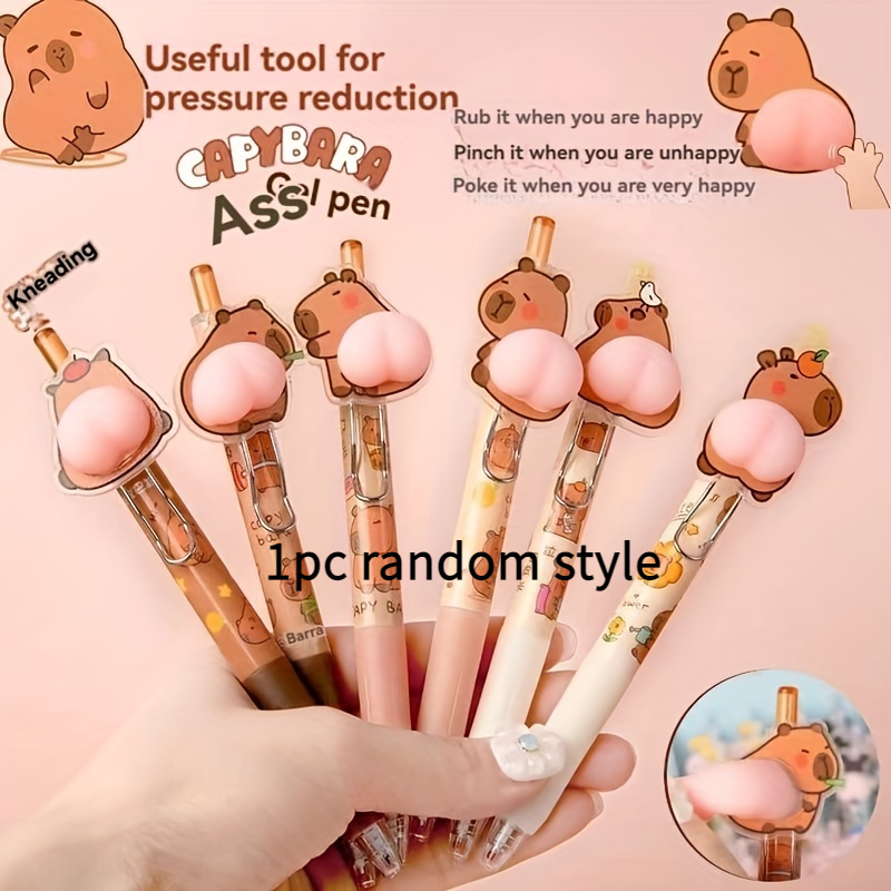 

1pc Capibara 0.5mm Fine Point Pen, Silicone Squeeze Writing Instrument, 3d Animal Design, Pen