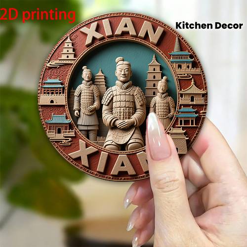 1pc large terracotta army magnetic fridge magnet archaeological site replica round magnet suitable for refrigerator dishwasher classroom coastal home decor cultural gift for china lovers 2d flat