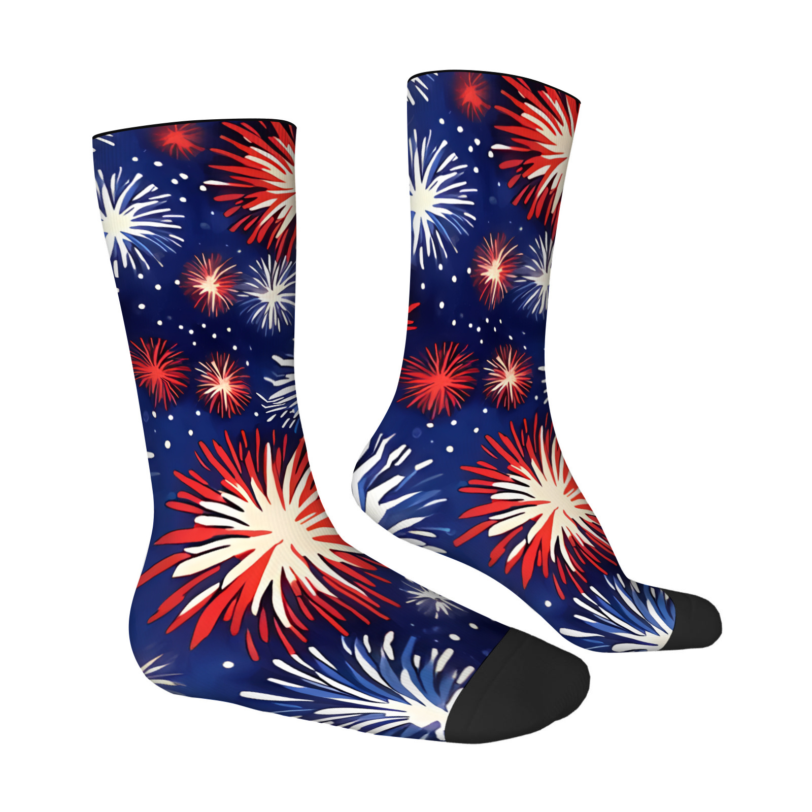 TEMU 1 Pair Firework Print Men's Mid-calf Socks, Patriotic Festive Style, Urban Punk Style, Fashion Trendy, Slight