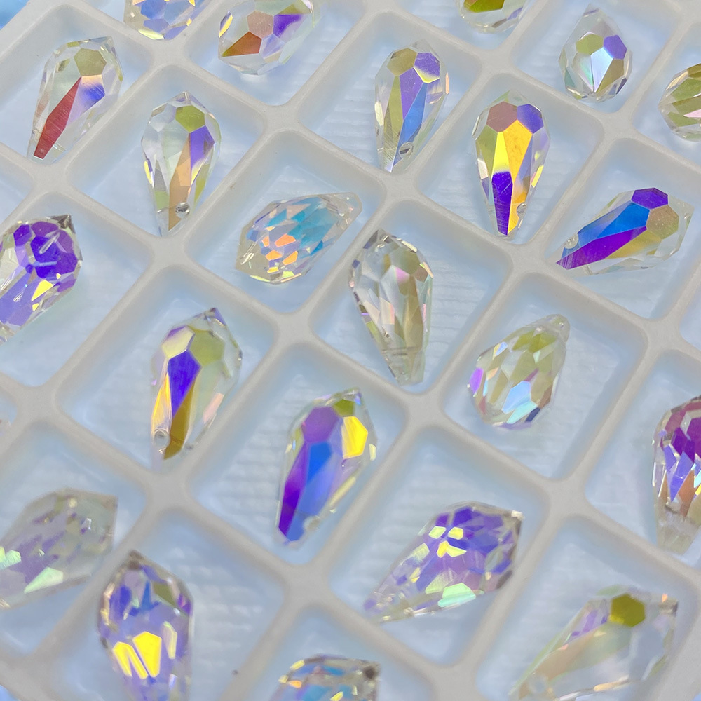 TEMU Confezione da 20 perline di vetro a lacrima austriache - 7,5x15mm adatte per creazione di gioielli fai da te, ciondoli sintetici a per collane,