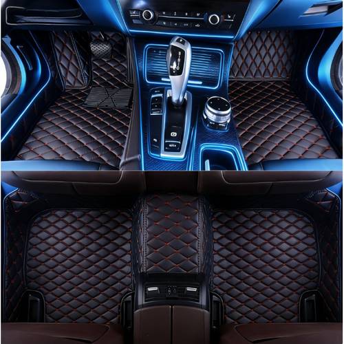 5er-set luxus kunstleder auto fußmatten, für limousinen, trucks und suvs, universal modell für alle jahreszeiten, mit wetterfestem schutz, rutschfestem design, allwetter auto fußmatten für einfache fahrzeugreinigung