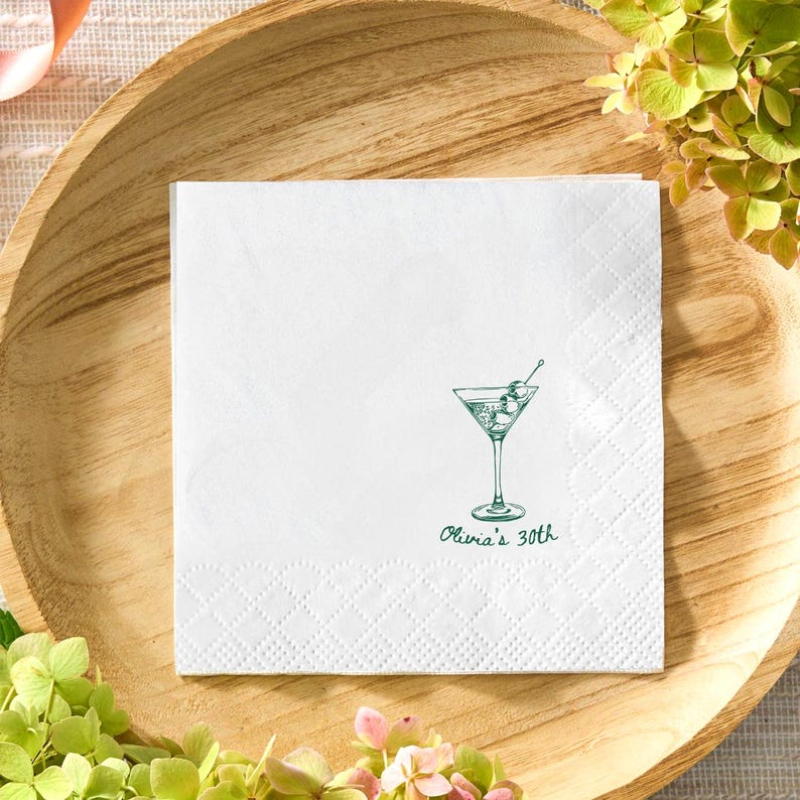 TEMU Personalized Birthday Napkins With A Martini Glass Pattern, Suitable For An Birthday Party Or A Cocktail-themed Celebration. Suitable For