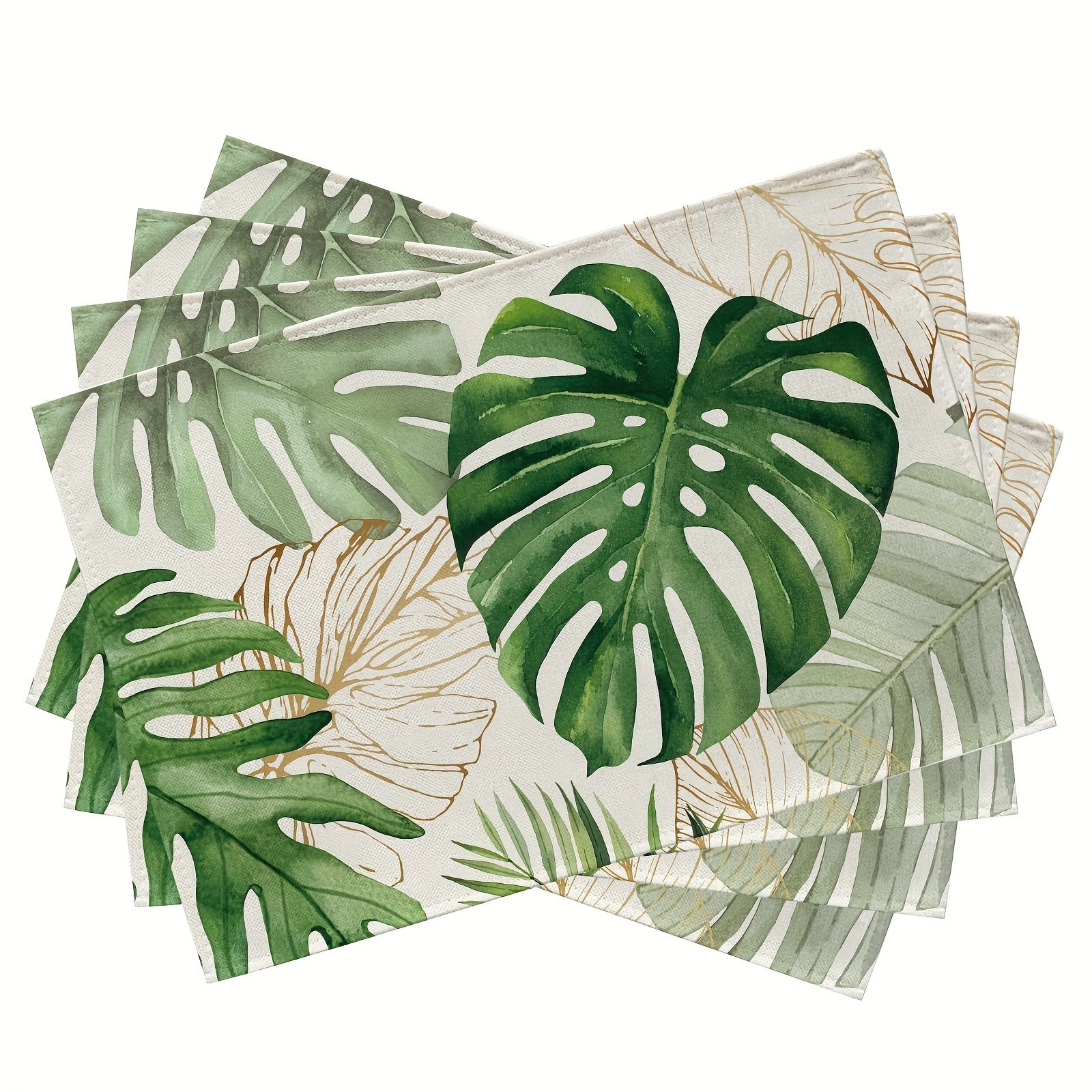 

4pcs-table Mats, Palm Leaf Placemat Set Of 4, Monstera Plants Table Placemats, Hawaiian Seasonal Kitchen Decor Home Decor