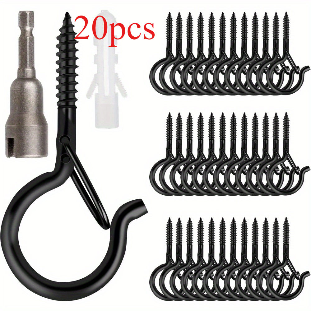 

20-pack Q-shape Metal Hooks With Safety , Anti-rust Windproof Design, Ceiling Installation, Non-slip For String Lights, Plants, Wind Chimes