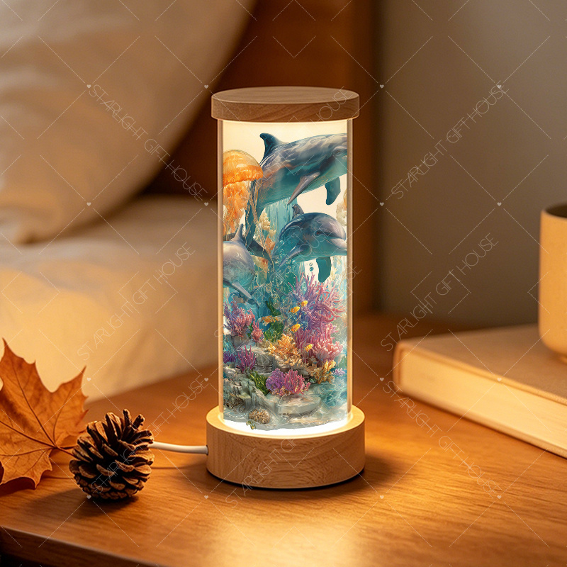 TEMU 1pc Downlight, Acrylic Table Lamp, 3-color Dimmable Night Light, Led Lamp, Desktop Decorative Light, Bedroom Bedside Lamp, Party Decorative