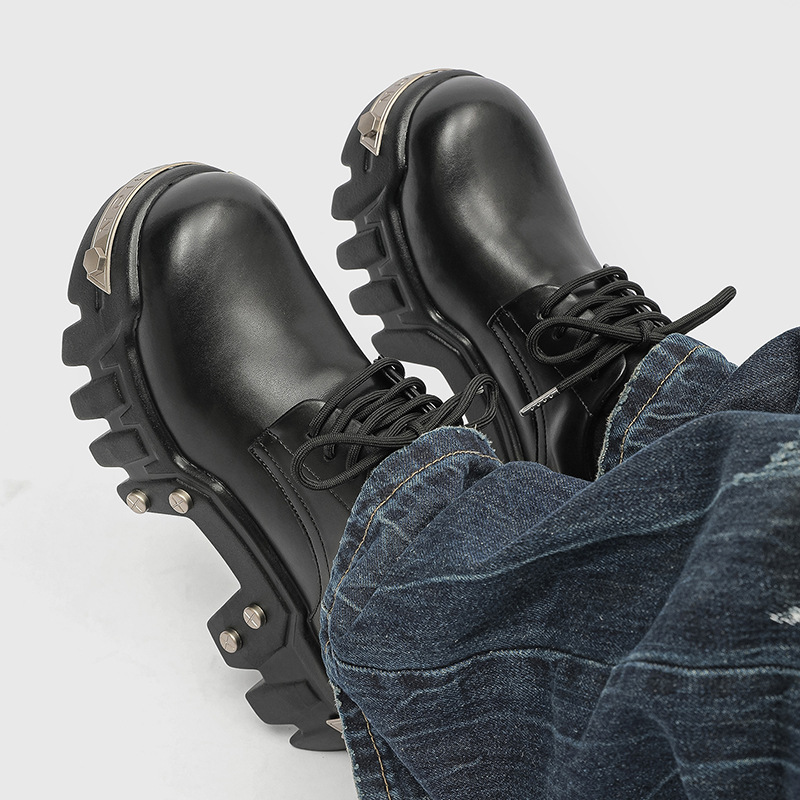 Niche Derby Shoes for Men, High-End Punk Style Platform Sneakers, Paris Bulldozer Men's Shoes
