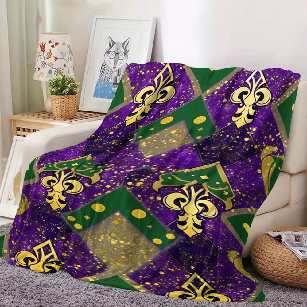 

The Mardi Gras Themed Flannel Blanket Is Use On Sofas, Beds, Cars, And Offices, Making It An Bedding Option And A For Winter Decor, Christmas, And Birthday Presents.