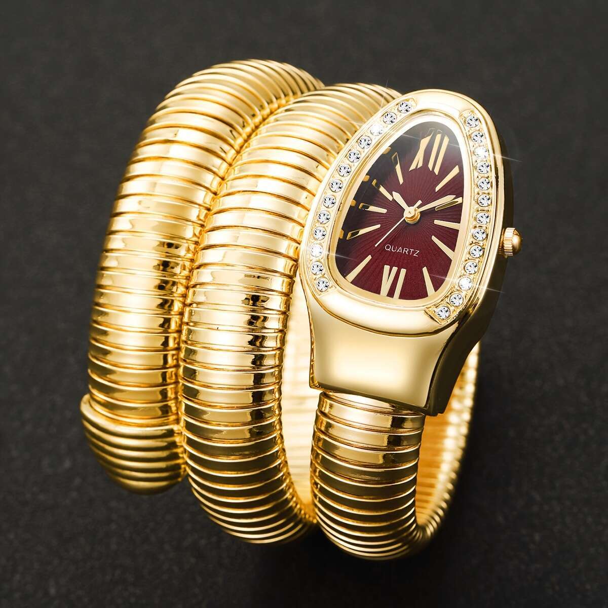 1pc of Women'S Gift Snake-Shaped Watch, Featuring a Unique And Elegant Design, a High-End Wrap-Around Quartz Wristwatch, Excluding The Watch Box