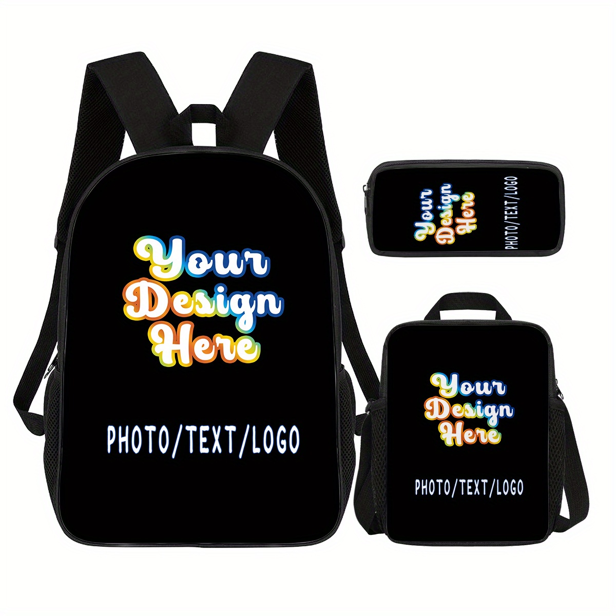 custom backpack with picture set of 3, personalized laptop