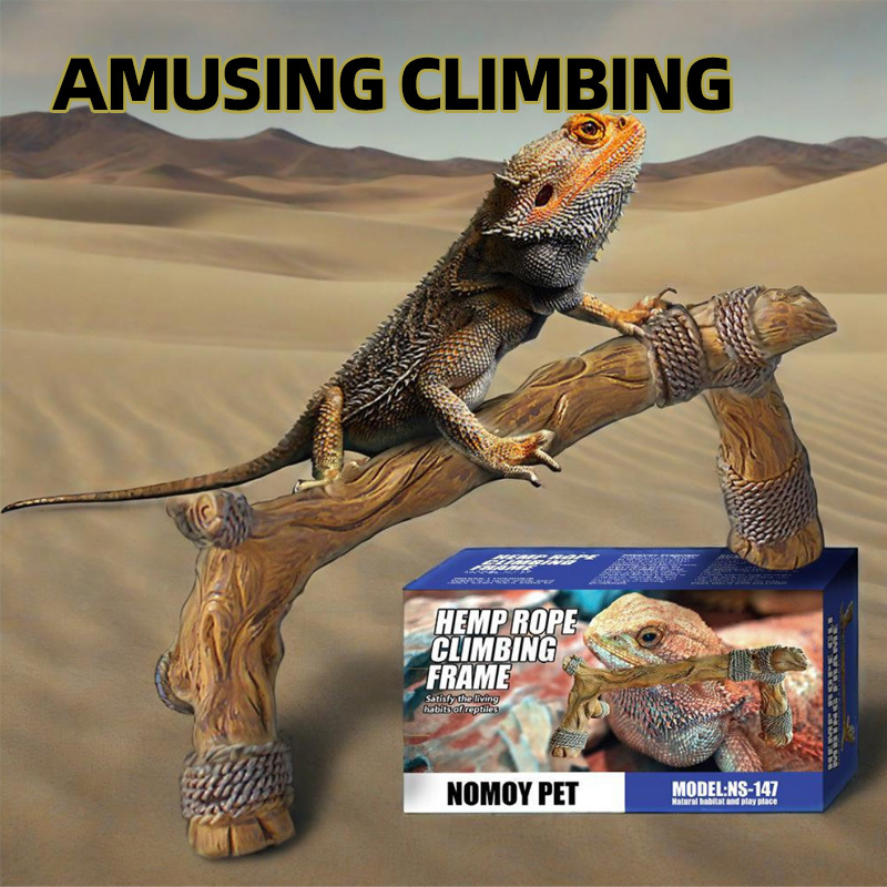   Reptile Climbing Tree with Hemp Rope - Realistic Jungle Habitat Decor, Non-Toxic, for Lizards, geckos, bearded dragons - Tank Ornament for terrariums & vivariums,   Accessories, Lizard Climbing Structure, Non-Toxic Material