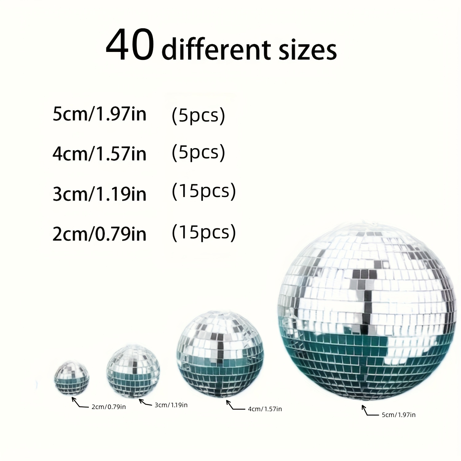 Image of 40 Silver Disco Ball Set - Multi-functional Reflective Glass Balls For 70s Parties, Weddings, Graduations, And Birthdays - Suitable For Any Celebration Decoration