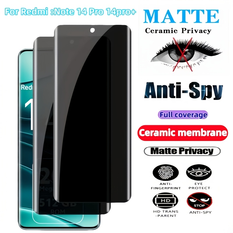 TEMU Privacy Is Suitable For Redmi Note 14 Pro 4g/5g, Note 14 Pro+, Note 15, 15 Pro, 15 Pro+. 2pcs Privacy Protection Film Compatible With Redmi 15,