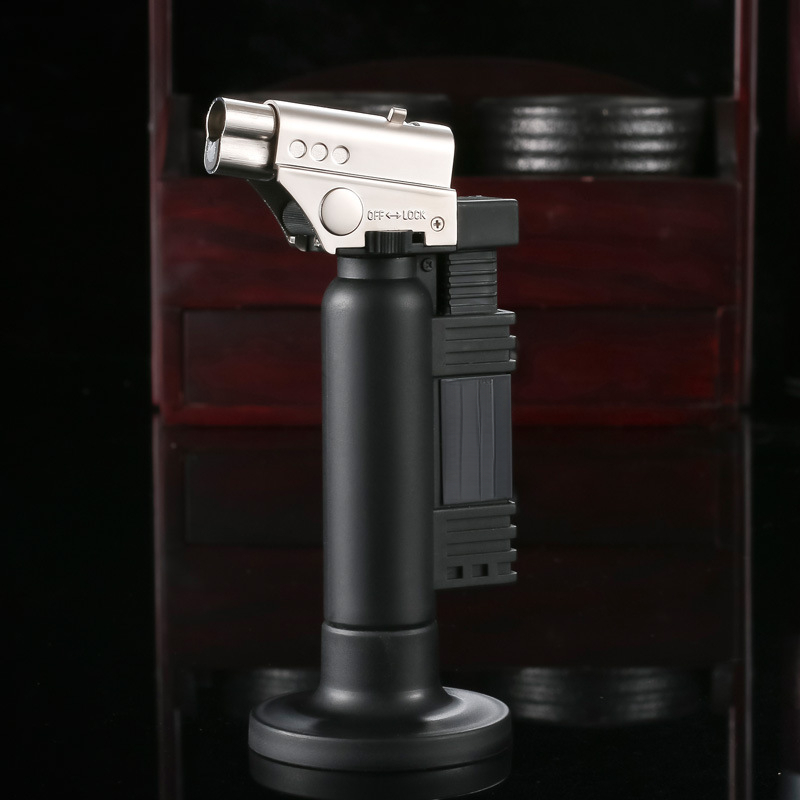 TEMU (fuel Not Included) Butane Lighter, Windproof Dual Flame (direct Injection With ), With Safety Lock, Refillable Gas Torch For Camping, , Outdoor