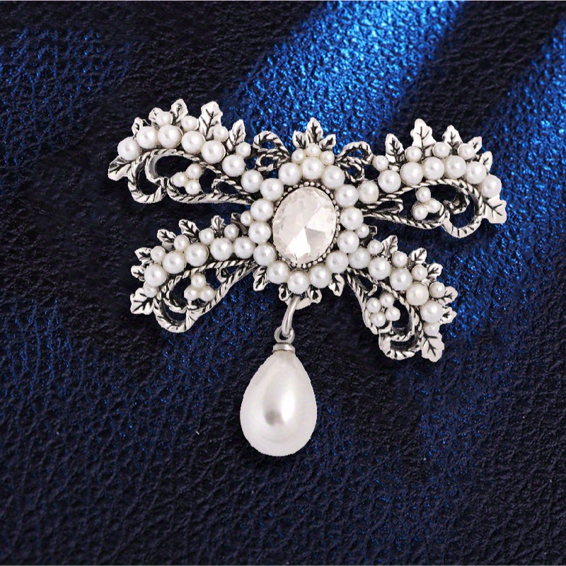 TEMU Broche de perlas de y diamantes de , juego con diamantes de brillantes y perlas de , joyería de lujo para mujer a , diseño de elegante y