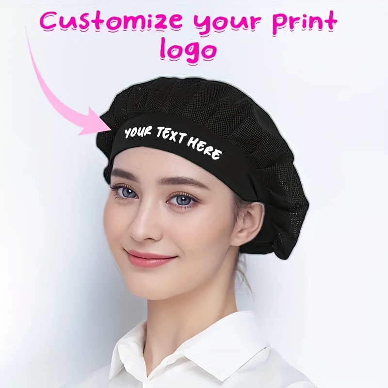 TEMU Personalized Name/text Chef Hat - Breathable Mesh Pull-string With Elastic , Unisex For , Suitable For Restaurants, Salons, Events - Add Your