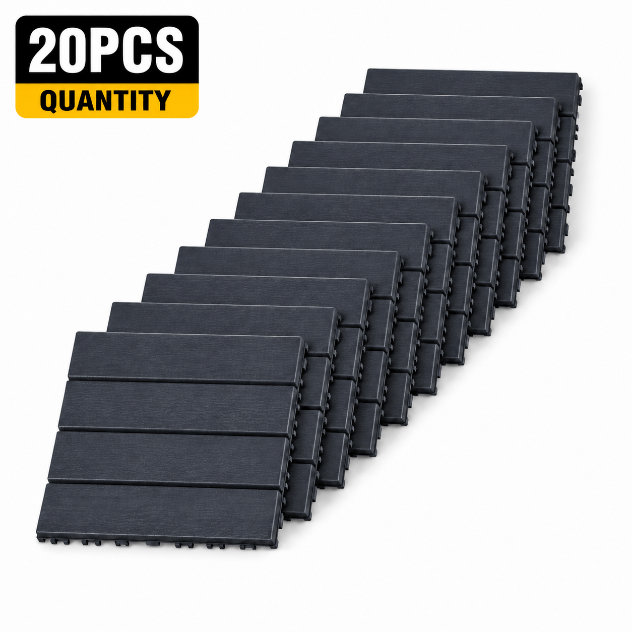 10/20/40pcs Interlocking Greenhouse Flooring Tiles, Black 30 X 30 Cm Outdoor Deck Tiles, Snap Patio Floor Tiles For Garden, Balcony, And Terrace