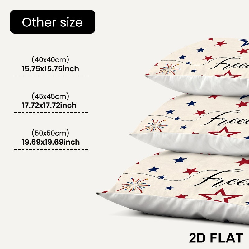 18x18 Inches Patriotic Freedom Print Patio Throw Pillow Cover, 4th of July Stars Fireworks Decorative Outdoor Pillow Case, Festive Independence Day Decor for Patio & Garden, Perfect as Thank You Gift