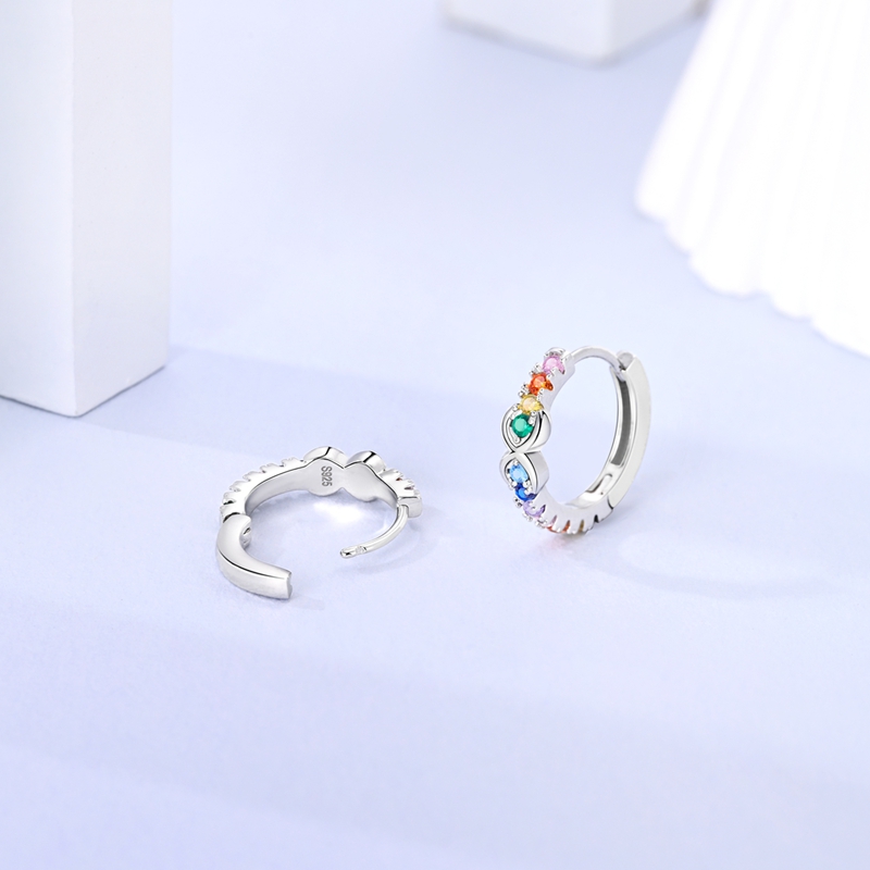Women's Exquisite 925 Silver Rainbow Sweetheart Earrings, Unique Gift