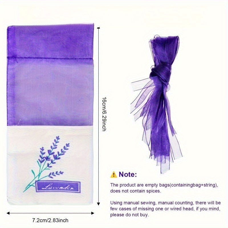 geschenk für sie/ihn 30/100 stück [lila lavendelbeutel] lila lavendel druck leere verpackungsbeutel | für die herstellung getrockneter lavendel, mit einfach zu bindendem seil zur aufbewahrung und zum aufhängen,   für schubladen/schrank/auto-kleiderschrank/badezimmer