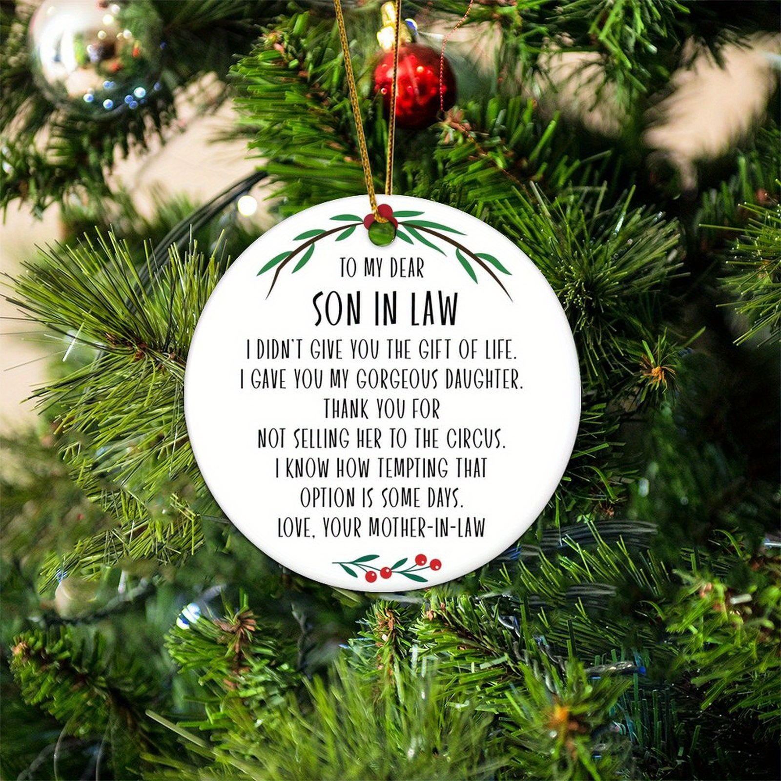

Christmas Ornament For Son-in-law, 3-, Humorous Decoration, Hanging , No Needed, Featherless, For Christmas, Halloween, Easter, , New
