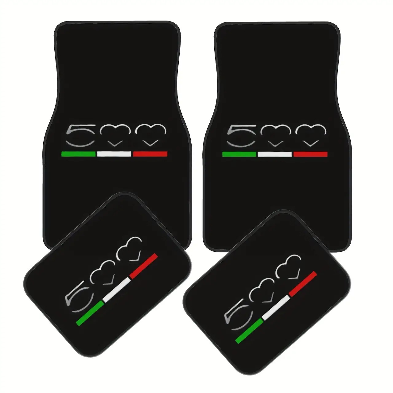 TEMU 4pcs Set Of High-grade Car Floor Mats With Classic For Fiat 500 Logo Design- Universal For Front And Rear Seats, Mats, Highgrade Polyester, Auto