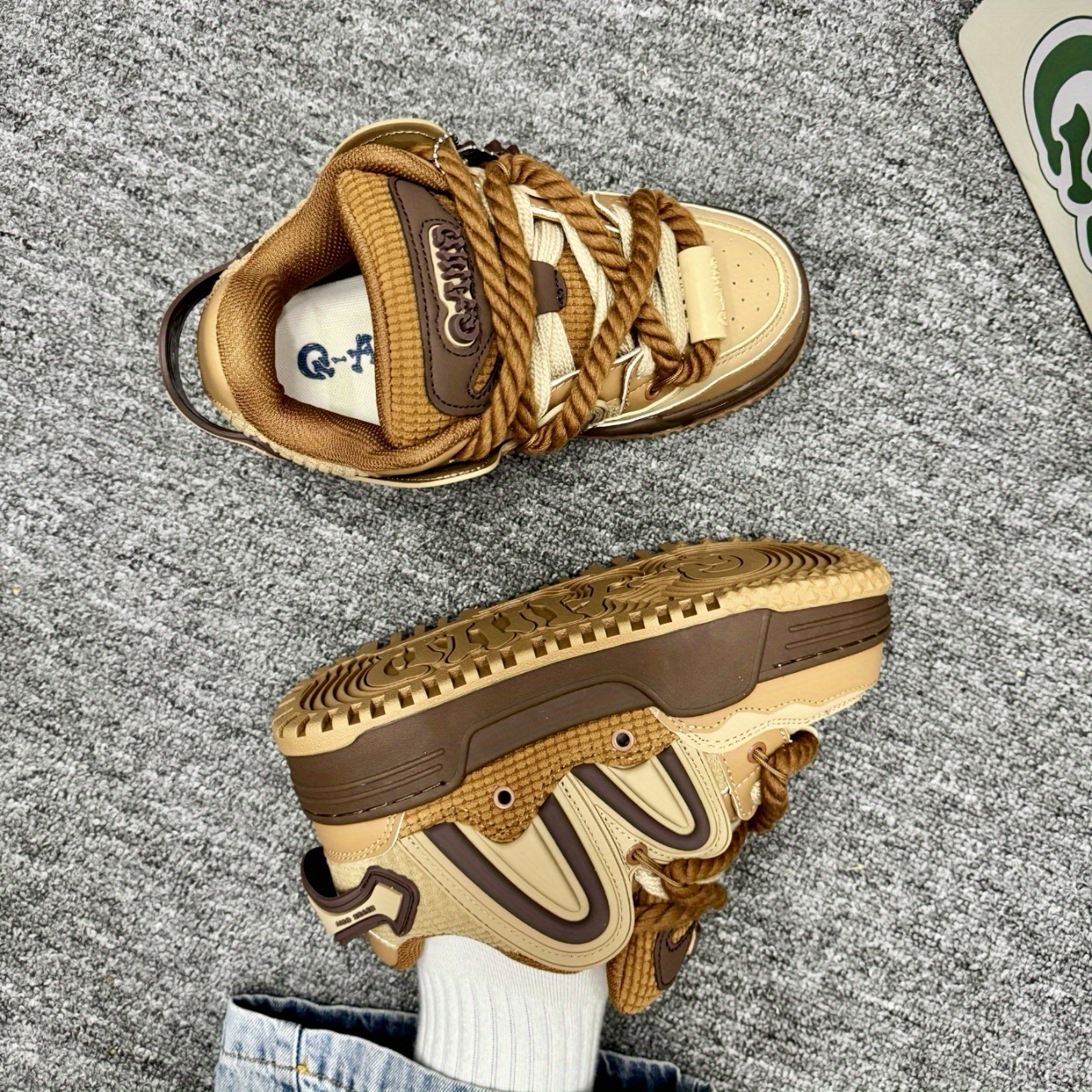 Skate Shoes Platform Sneakers Unisex Skate Shoes - Brown & Black Platform Sneakers with Lace-Up Closure, Breathable Microfiber Upper & Durable TPR Sole for Casual Wear, Sports, and Outdoor Activities