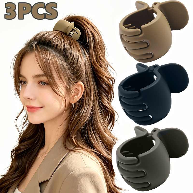 TEMU 3pcs Hollow-out Round High Ponytail Hair Claw Clips For Women, Daily Updo Fixing Tool For The Back Of , High Ponytail Half-up Hairstyle ,