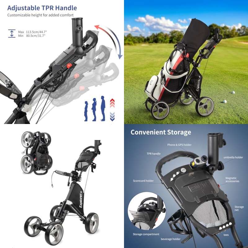 item picture explorer v8 superlight 4 wheel golf push cart explorer  