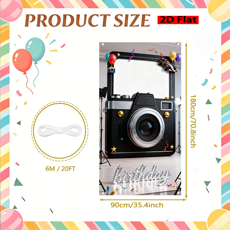 2d party photobooth props camera and balloon racing car theme birthday photo banner door curtain indoor and outdoor decorative backdrop cloth bright colors multifunctional durable   for birthday celebrations