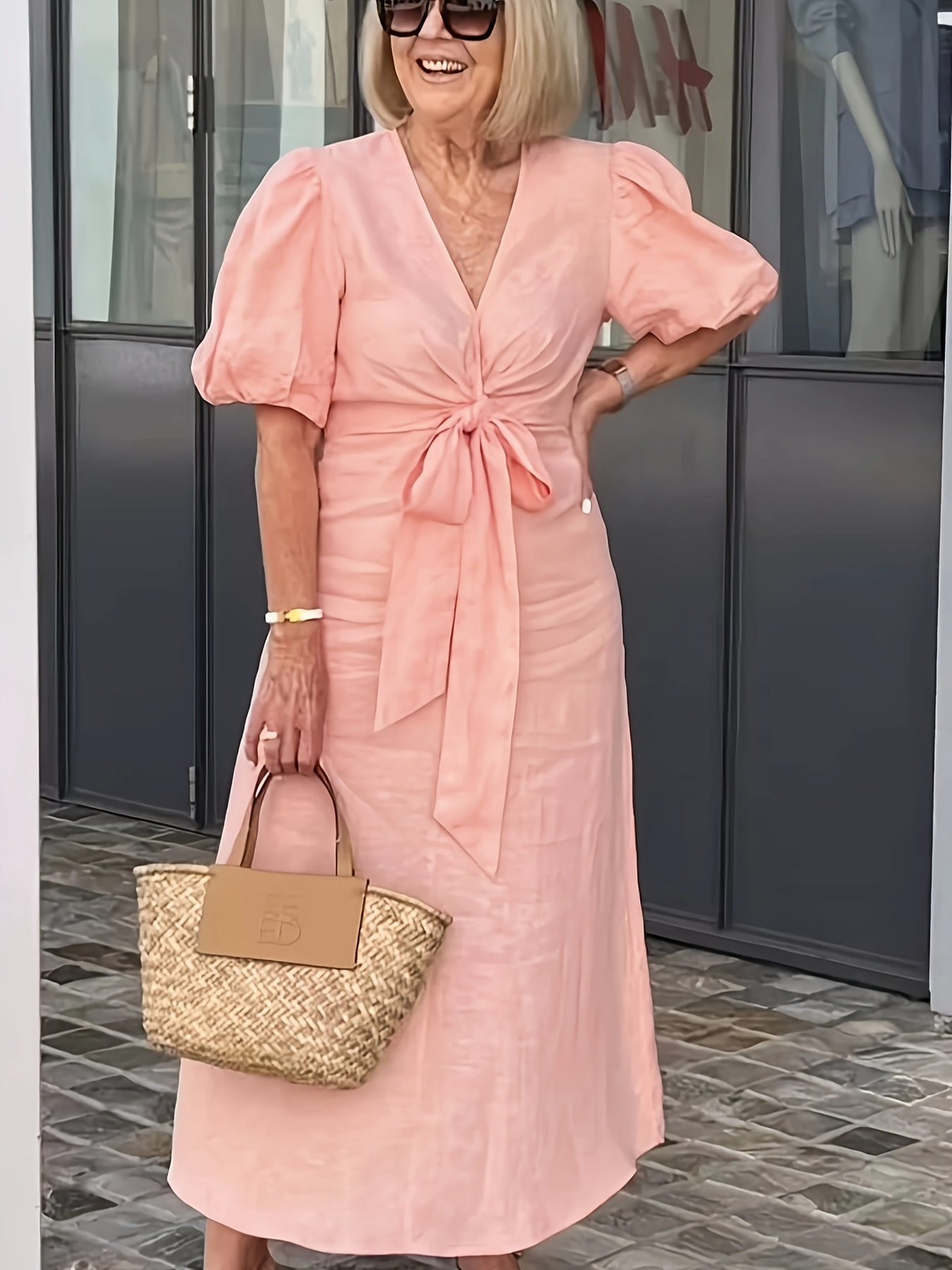 v neck wrap dresses sold on Temu United States