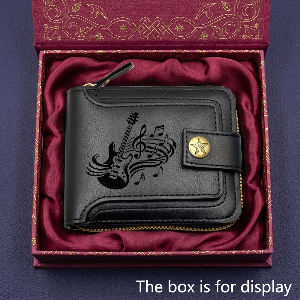 TEMU New Business Music Guitar Pattern Men's Wallet, Stylish And Minimalist Coin Purse, Multi-card Slot Credit Card Holder, For Husband, Boyfriend, ,