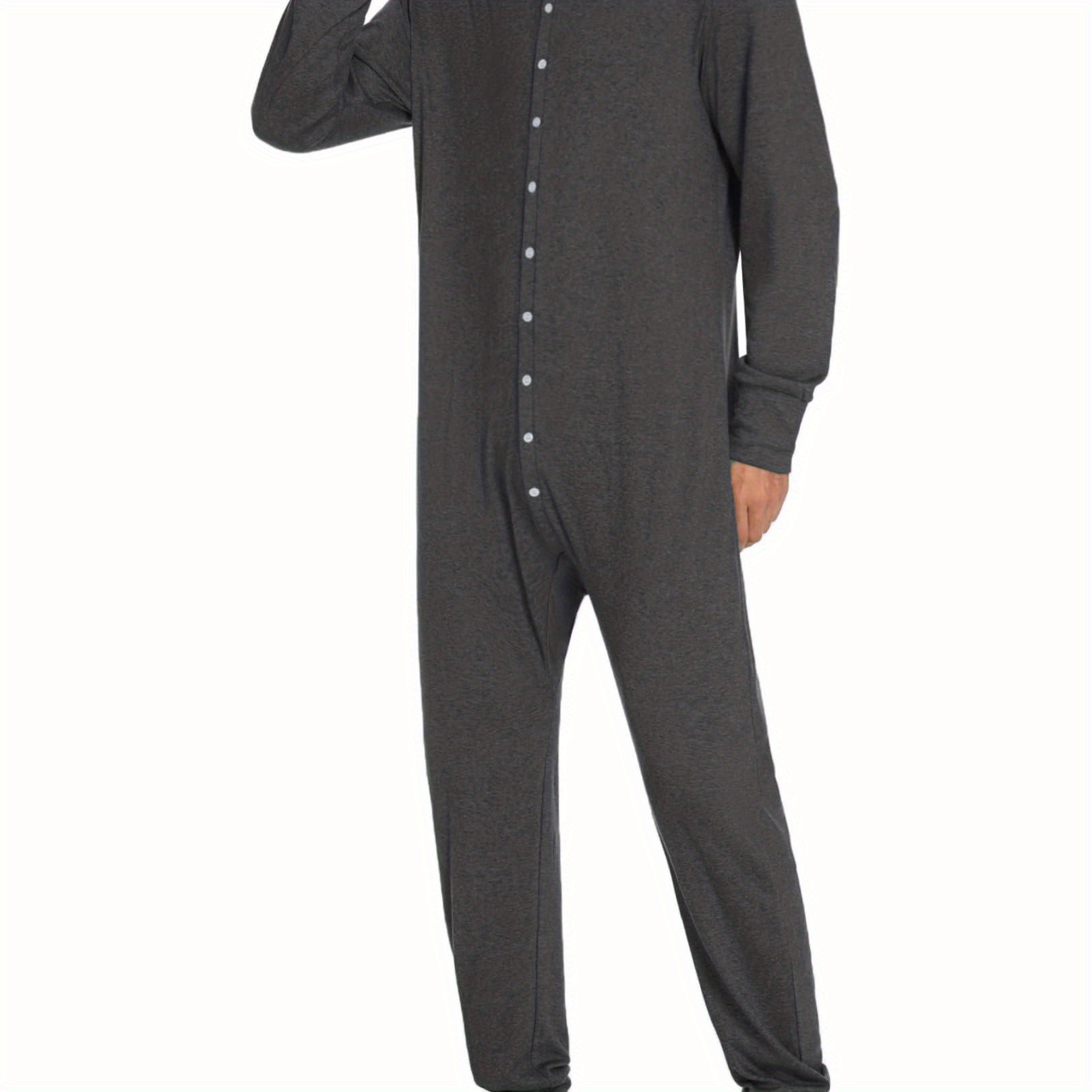 

Warm, Men's Cozy Onesie Clothing - Long Sleeve, Button-up Clothing With Back Flap For Winter Comfort